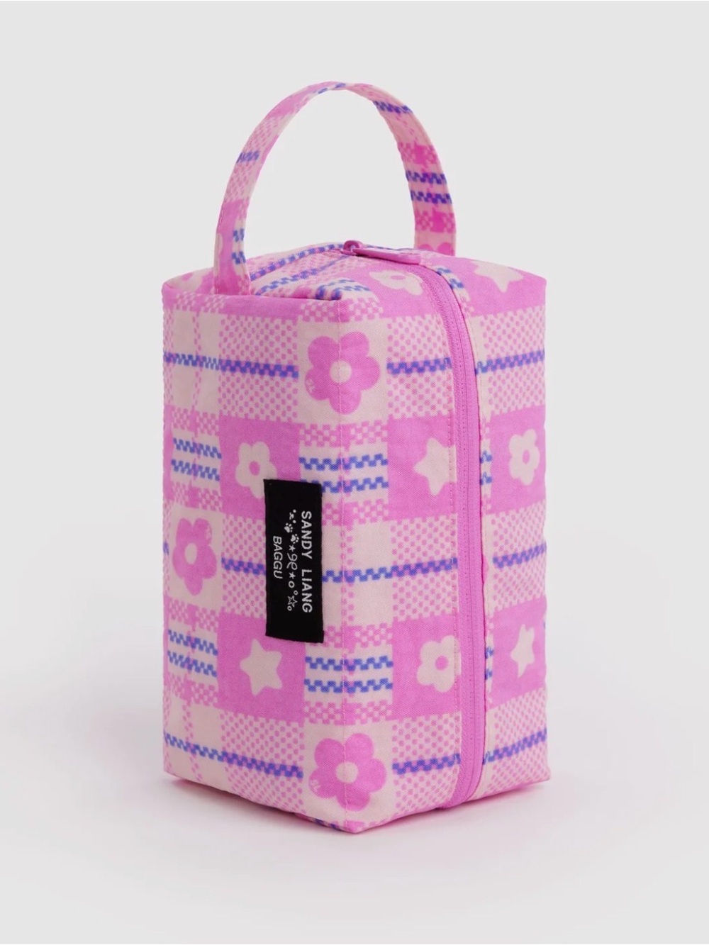 Baggu x Sandy Liang Dopp Kit in Market Plaid Pink